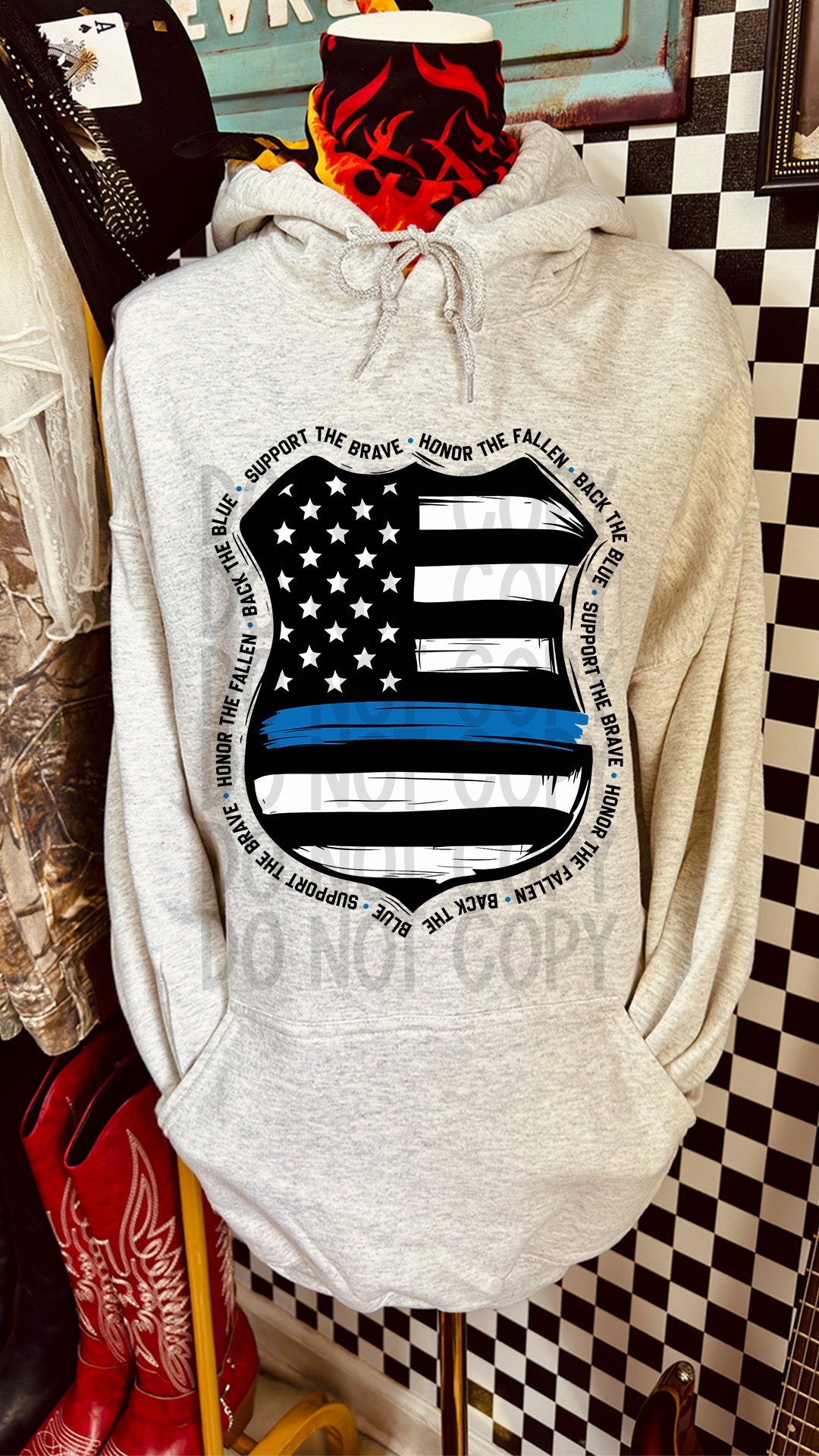 Thin Blue Line Occupation DTF Transfer 11in-SKU58