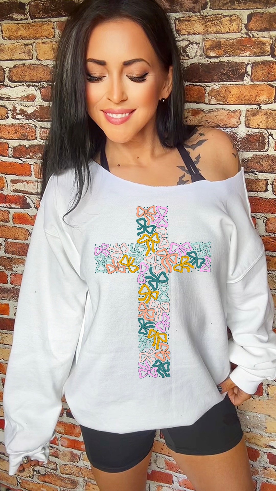 Coquette Bow Cross Adult 11in DTF Transfer SKU5