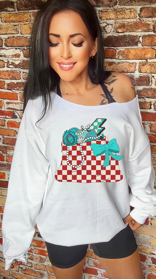 Checkered Turquoise Purse 11in DTF Transfer SKU97