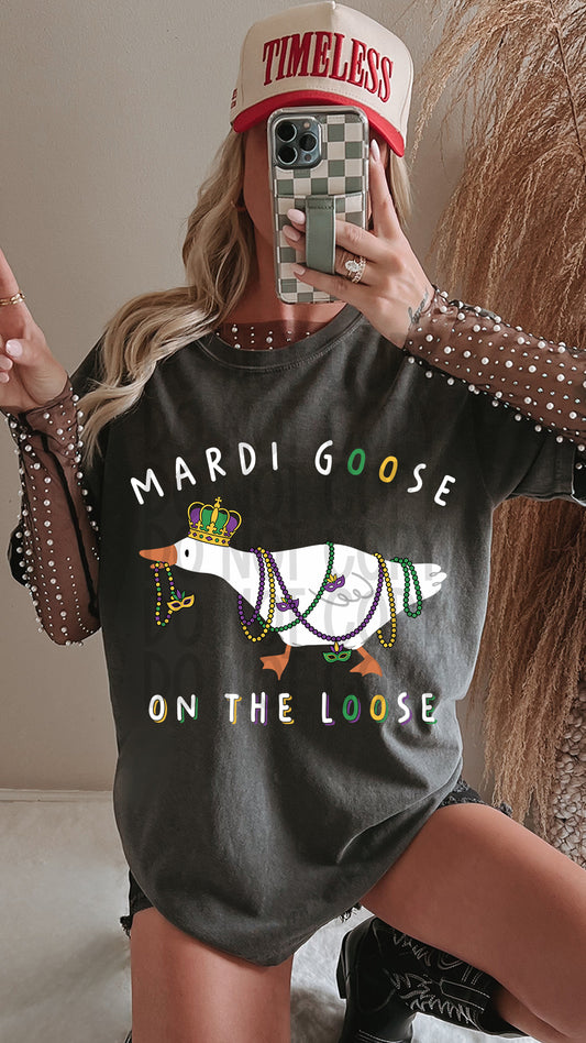 Mardi Gras Goose Holiday DTF Transfer 11in-SKU49