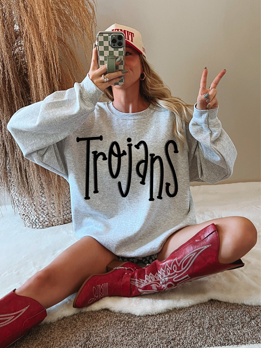 Trojans Spangle Transfer and Matching DTF Transfer